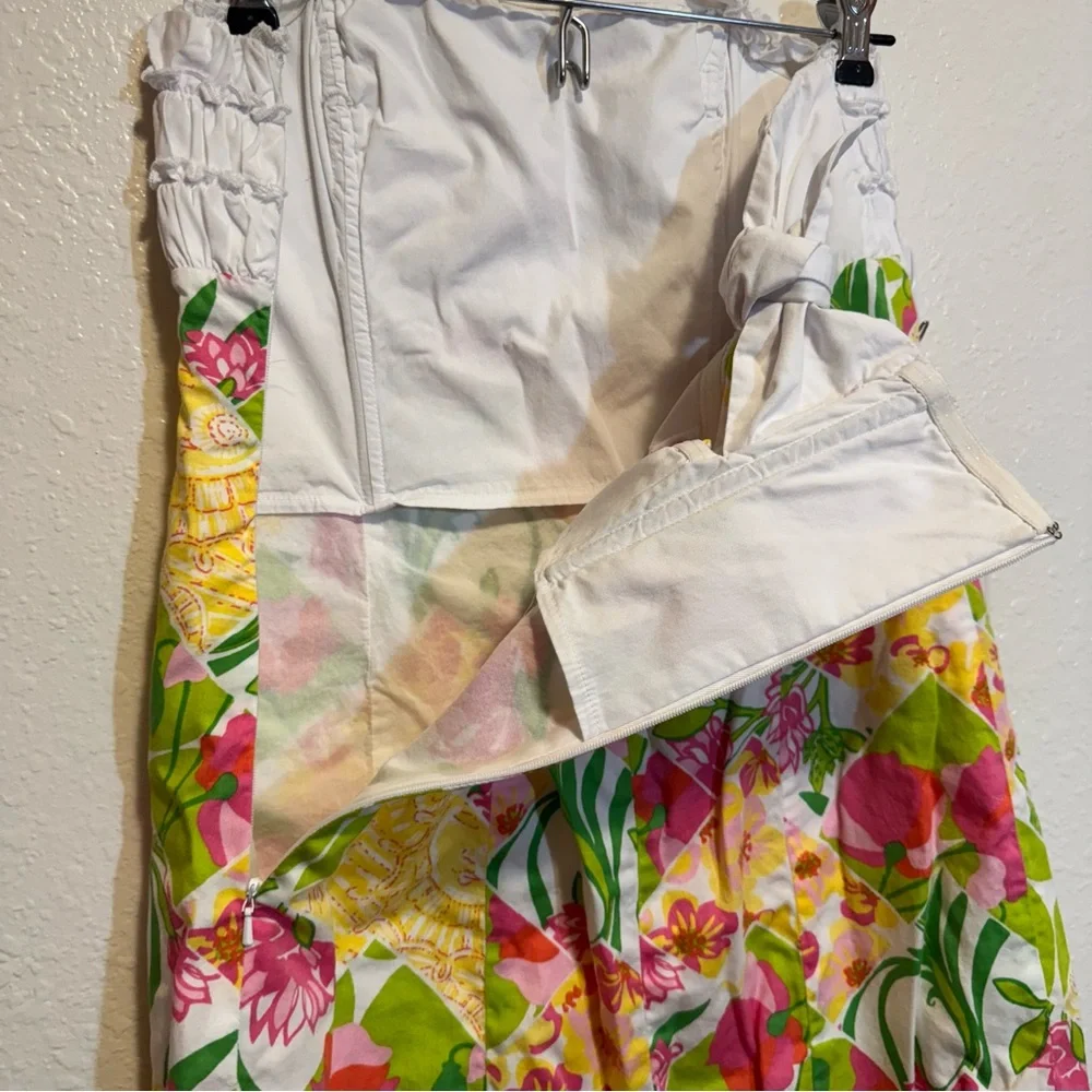 Lilly Pulitzer Franco Fields Forever Floral Tie Keyhole Strapless Dress Size 8 - Picture 6 of 11